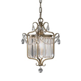 Shabby Chic Gilded Silver Crystal Pendant Light Fixture