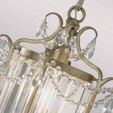Shabby Chic Gilded Silver Crystal Pendant Light Fixture