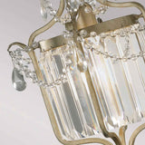 Shabby Chic Gilded Silver Crystal Pendant Light Fixture