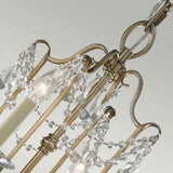 Vintage Elegance: Crystal-Embellished 4-Light Chandelier in Gilded Silver Finish