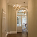 Vintage Elegance: Crystal-Embellished 4-Light Chandelier in Gilded Silver Finish