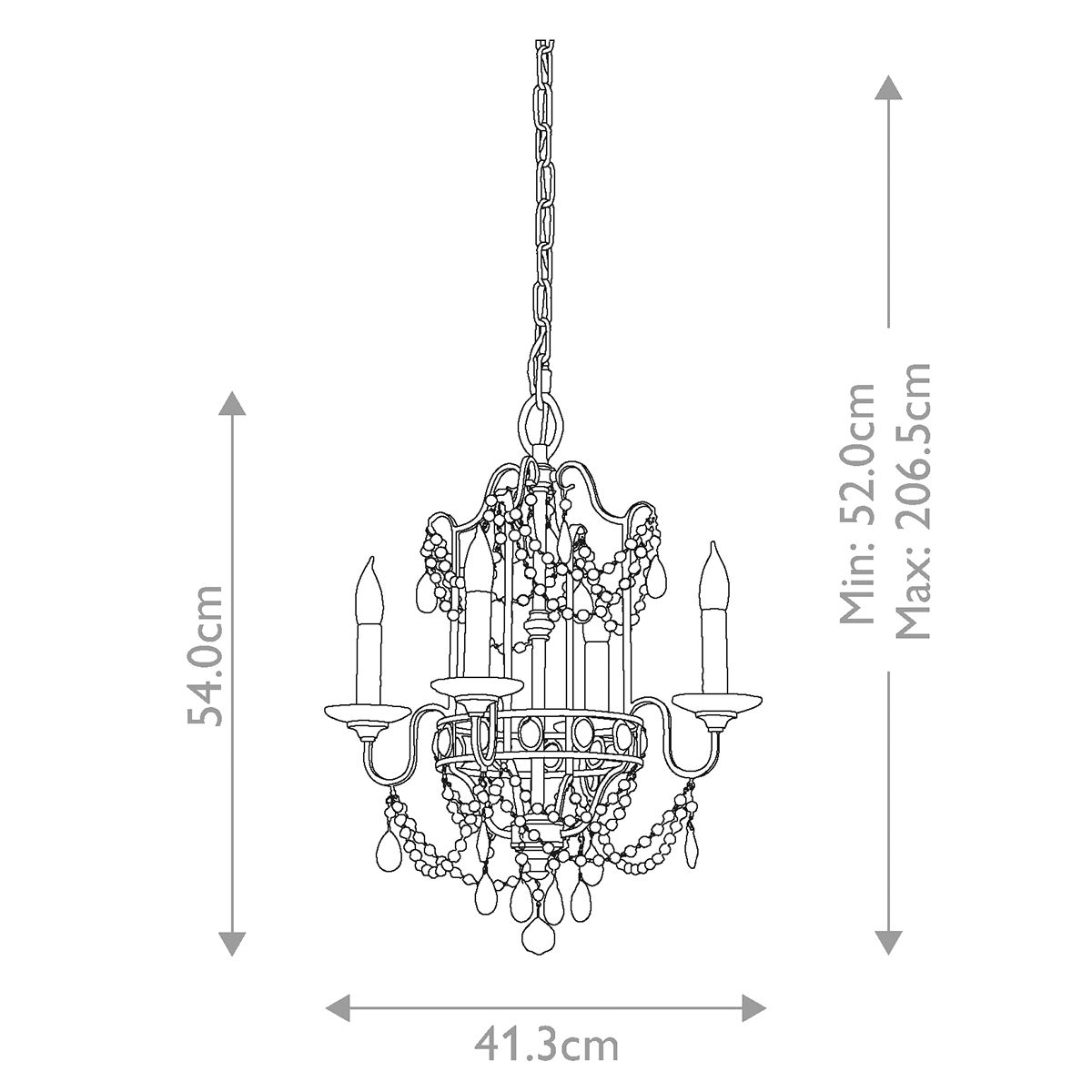 Vintage Elegance: Crystal-Embellished 4-Light Chandelier in Gilded Silver Finish