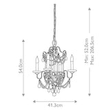 Vintage Elegance: Crystal-Embellished 4-Light Chandelier in Gilded Silver Finish