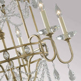 Vintage Elegance: Crystal-Embellished 6-Light Chandelier in Gilded Silver Finish