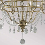 Vintage Elegance: Crystal-Embellished 6-Light Chandelier in Gilded Silver Finish