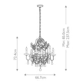Vintage Elegance: Crystal-Embellished 6-Light Chandelier in Gilded Silver Finish