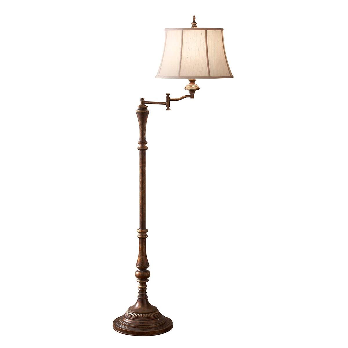 Adjustable Cambridge Crackle Swing Arm Floor Lamp with Desert Linen Shade