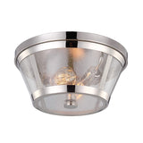 Elegant Seeded Glass and Polished Nickel Ceiling Fixture with Dual Bulb Sockets