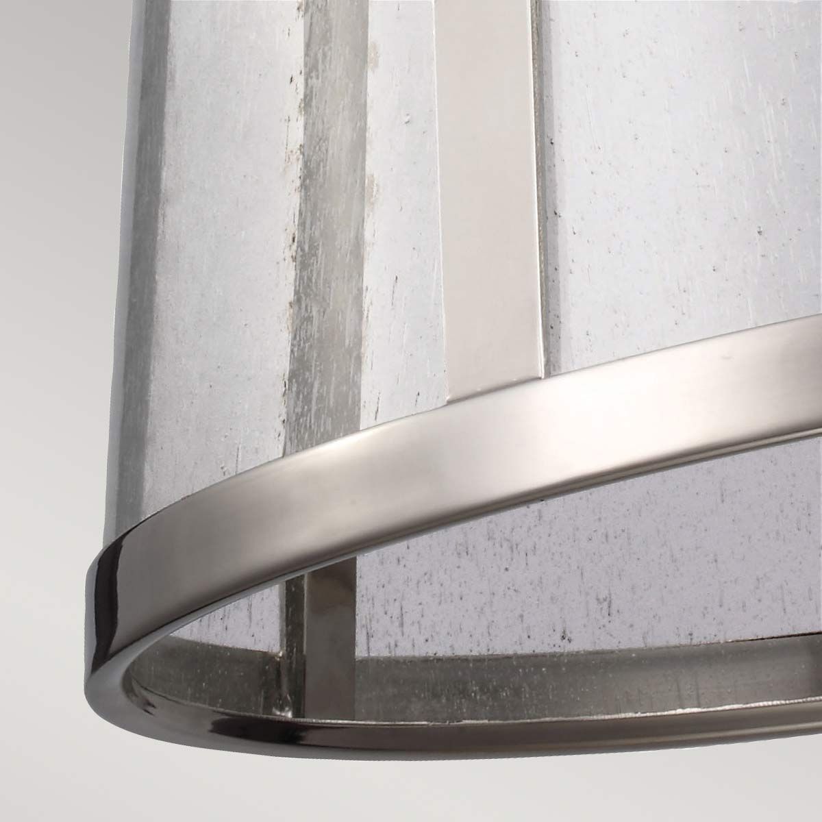 Refined Nickel Cone Pendant Light with Seeded Glass Shade