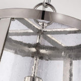 Refined Nickel Cone Pendant Light with Seeded Glass Shade