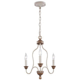 Hartsville Farmhouse-Inspired 3-Light Chandelier with Chalk Washed Finish