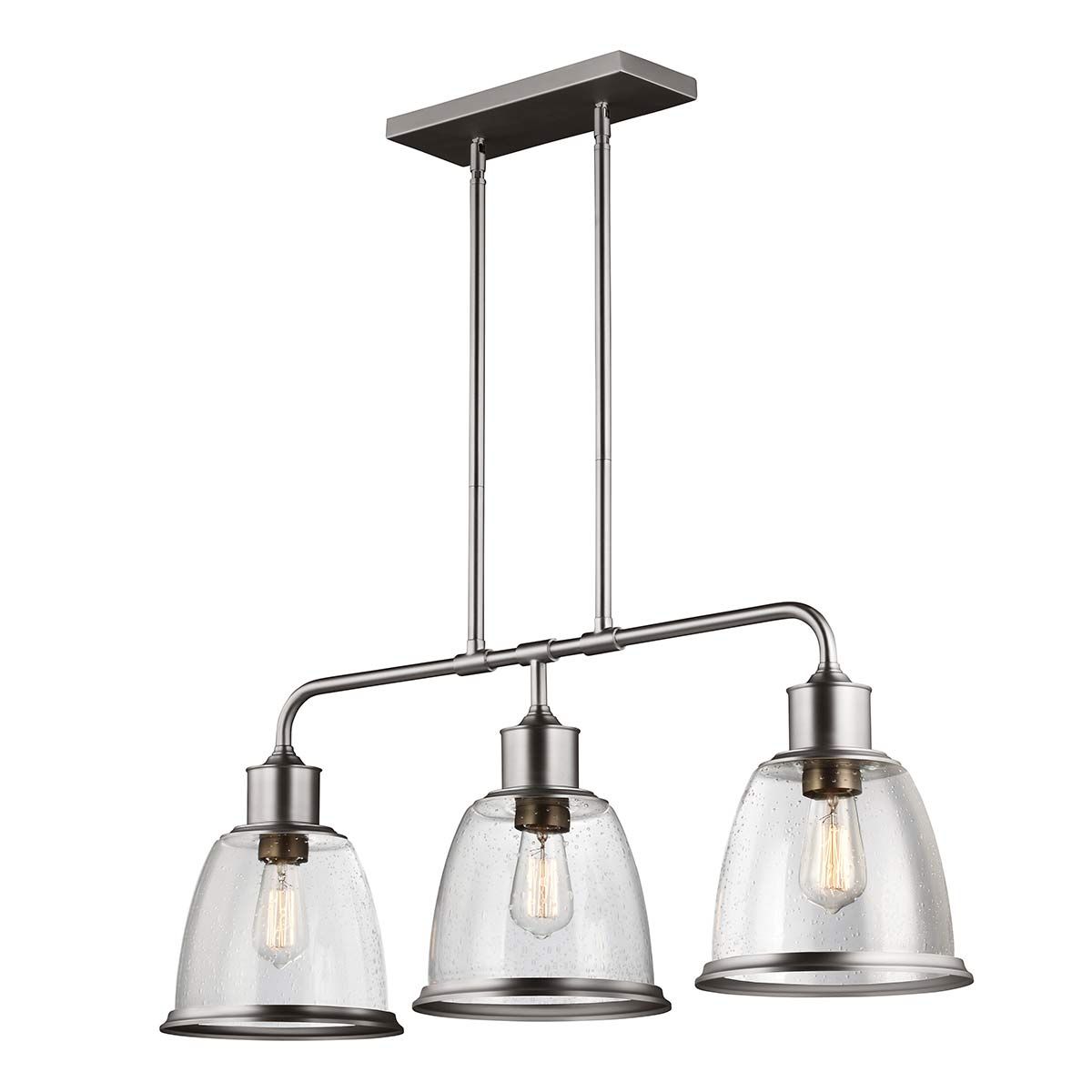 Hobson Modern Industrial 3-Light Satin Nickel Island Chandelier