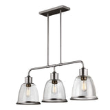 Hobson Modern Industrial 3-Light Satin Nickel Island Chandelier