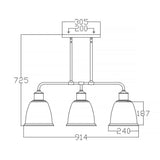 Hobson Modern Industrial 3-Light Satin Nickel Island Chandelier