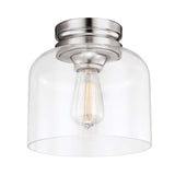Hounslow Polished Nickel Flush Mount with Clear Glass Dome Shade