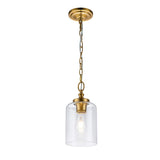 Hounslow Mini Pendant in Burnished Brass with Clear Glass Shade