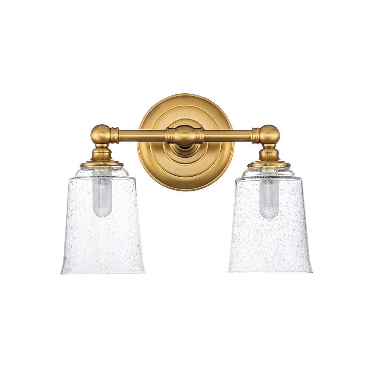 Huguenot Lake Dual LED Vanity Light in Burnished Brass