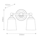 Huguenot Lake Dual LED Vanity Light in Burnished Brass