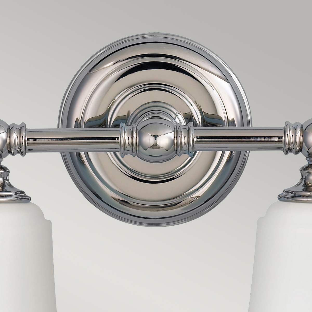 Polished Chrome Twin Mirror Wall Sconce with Opal Etched Glass Shades