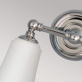 Polished Chrome Twin Mirror Wall Sconce with Opal Etched Glass Shades