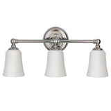 Polished Chrome Bathroom Vanity Light Fixture with Triple Opal Glass Shades