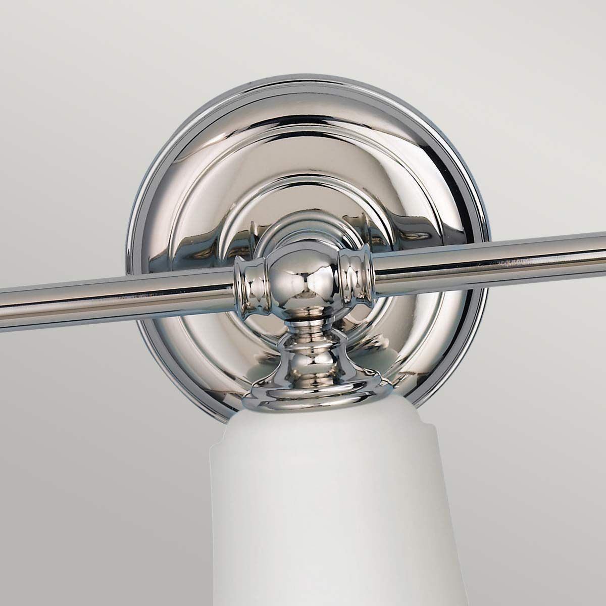 Polished Chrome Bathroom Vanity Light Fixture with Triple Opal Glass Shades