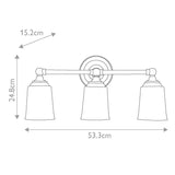 Polished Chrome Bathroom Vanity Light Fixture with Triple Opal Glass Shades