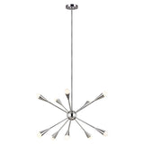 Polished Nickel Celestial Starburst 10-Light Chandelier