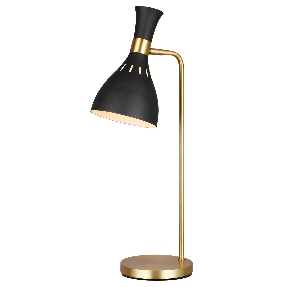 Joan Modern Hourglass Table Lamp - Midnight Black & Burnished Brass