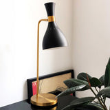 Joan Modern Hourglass Table Lamp - Midnight Black & Burnished Brass