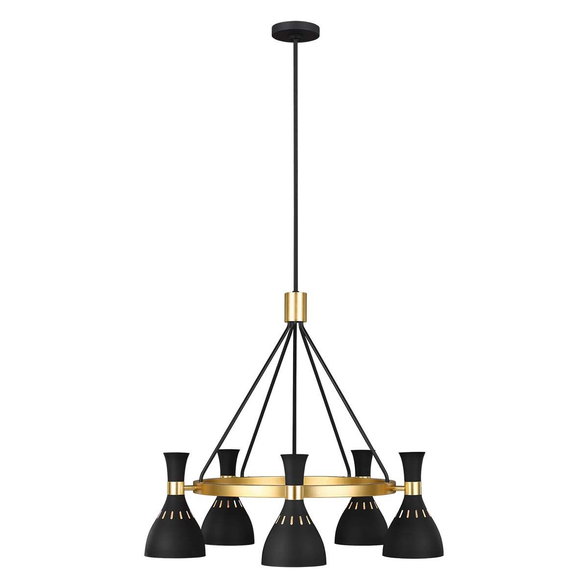 Joan 5-Light Chandelier - Sleek Black & Brass Elegance