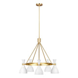 Matte White & Brass Hourglass 5-Light Chandelier