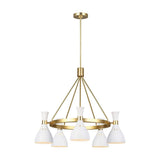 Matte White & Brass Hourglass 5-Light Chandelier
