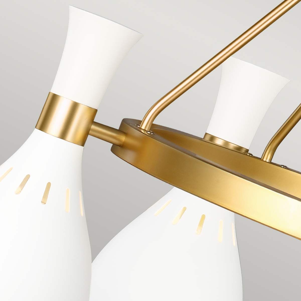 Matte White & Brass Hourglass 5-Light Chandelier