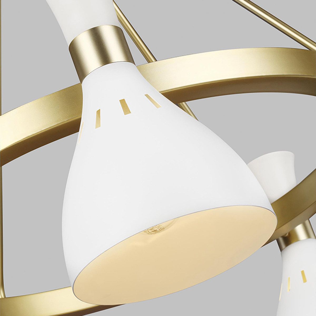 Matte White & Brass Hourglass 5-Light Chandelier