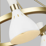 Matte White & Brass Hourglass 5-Light Chandelier