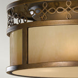 Elegant Astral Bronze Flush Ceiling Light with Amber Oak Glass