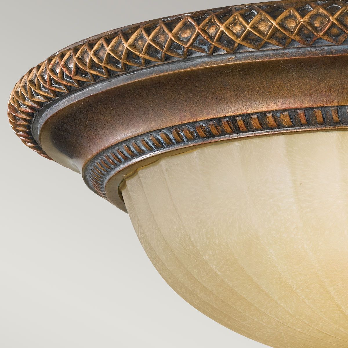 Georgian-Inspired Flush Mount Light with Ornate Scavo Glass Dome Shade