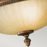 Georgian-Inspired Flush Mount Light with Ornate Scavo Glass Dome Shade