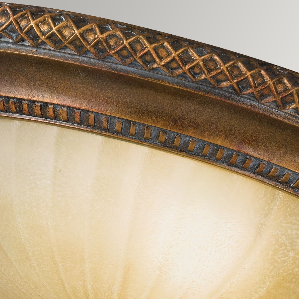 Georgian-Inspired Flush Mount Light with Ornate Scavo Glass Dome Shade