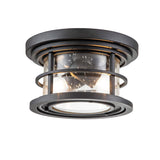 Nautical Black Textured Flush Mount Light