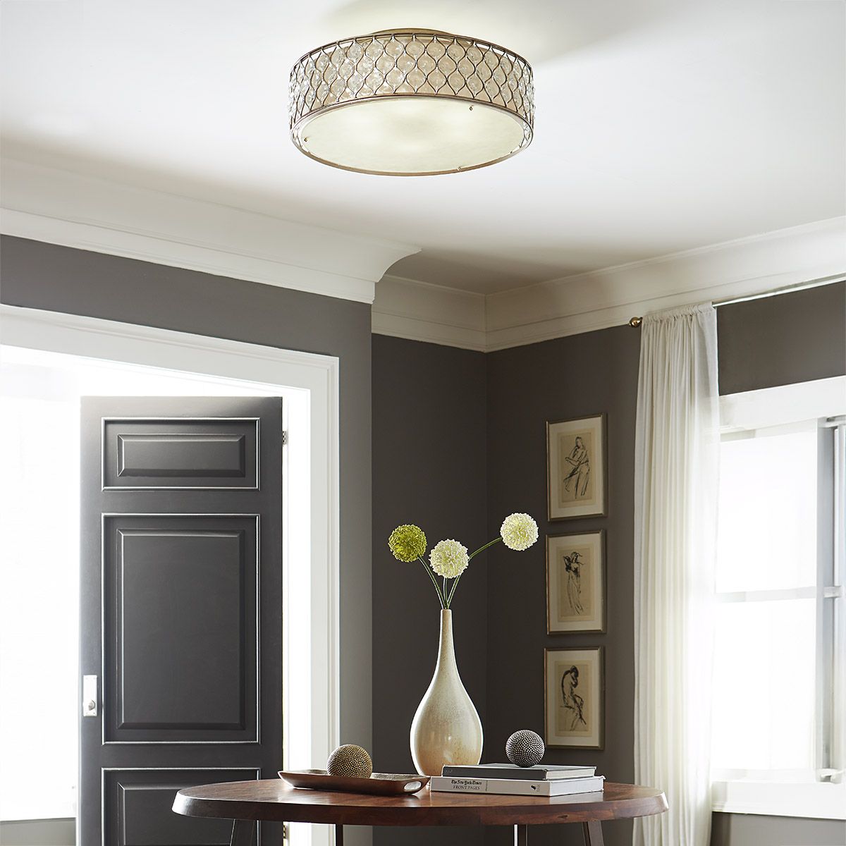 Lucia 6-Light Contemporary Crystal Flush Ceiling Fixture