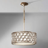 Elegant Burnished Silver Crystal Pendant Lamp with Bauhinia Accents