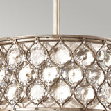 Elegant Burnished Silver Crystal Pendant Lamp with Bauhinia Accents