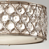 Elegant Burnished Silver Crystal Pendant Lamp with Bauhinia Accents