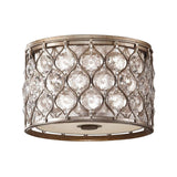 Radiant Silver Triple Cylinder Crystal Flush Light with Bauhinia Accents