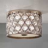 Radiant Silver Triple Cylinder Crystal Flush Light with Bauhinia Accents