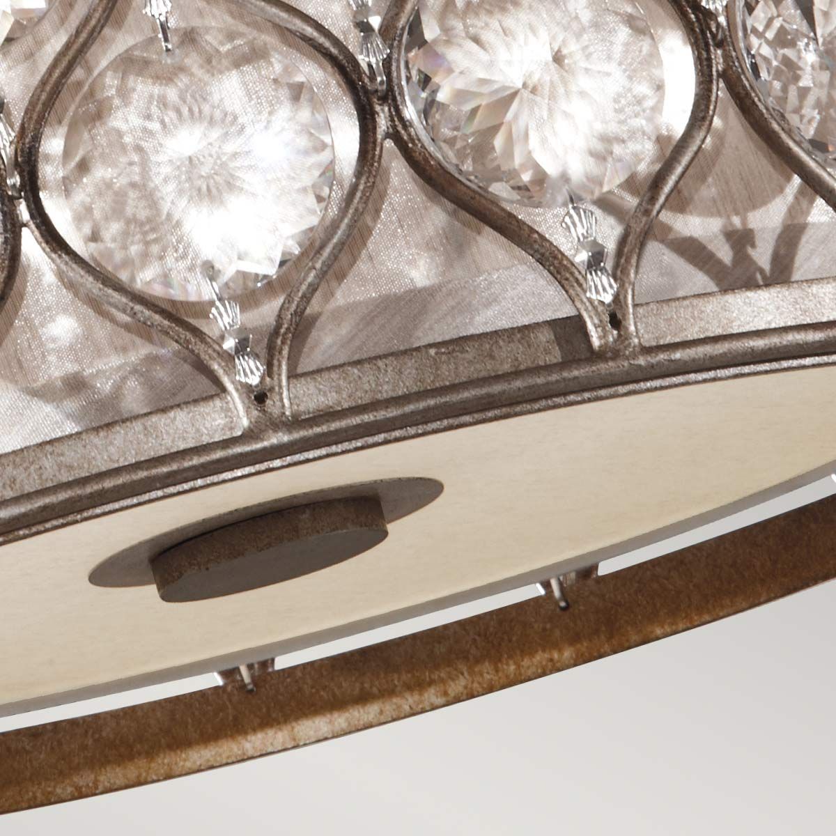 Radiant Silver Triple Cylinder Crystal Flush Light with Bauhinia Accents