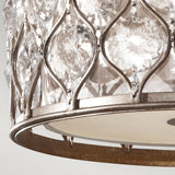 Radiant Silver Triple Cylinder Crystal Flush Light with Bauhinia Accents