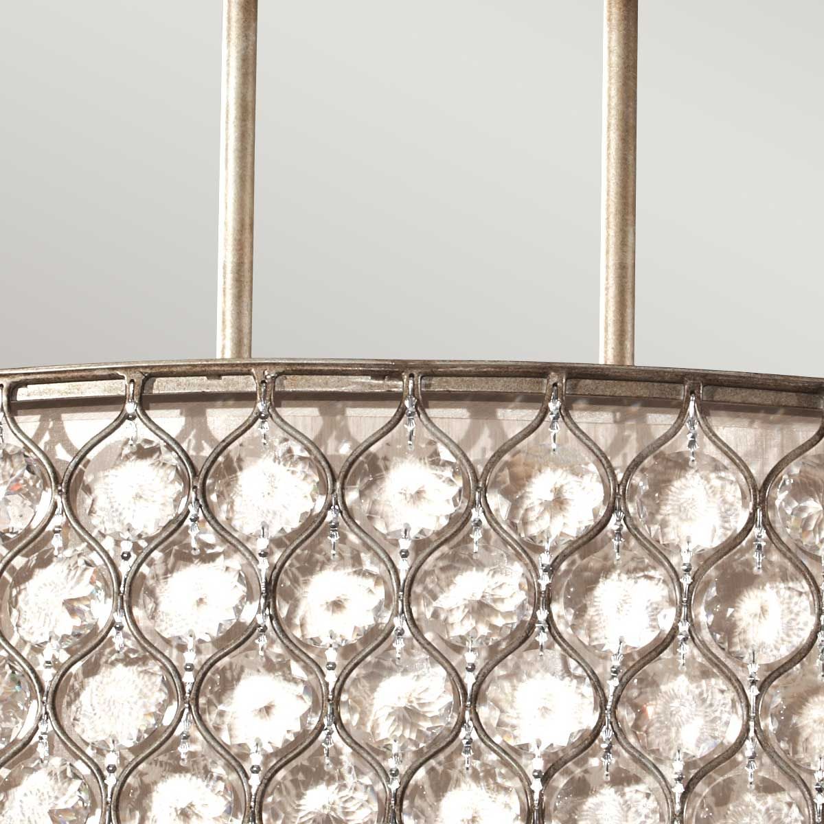 Bauhinia Crystal Pendant Light with Burnished Silver Finish